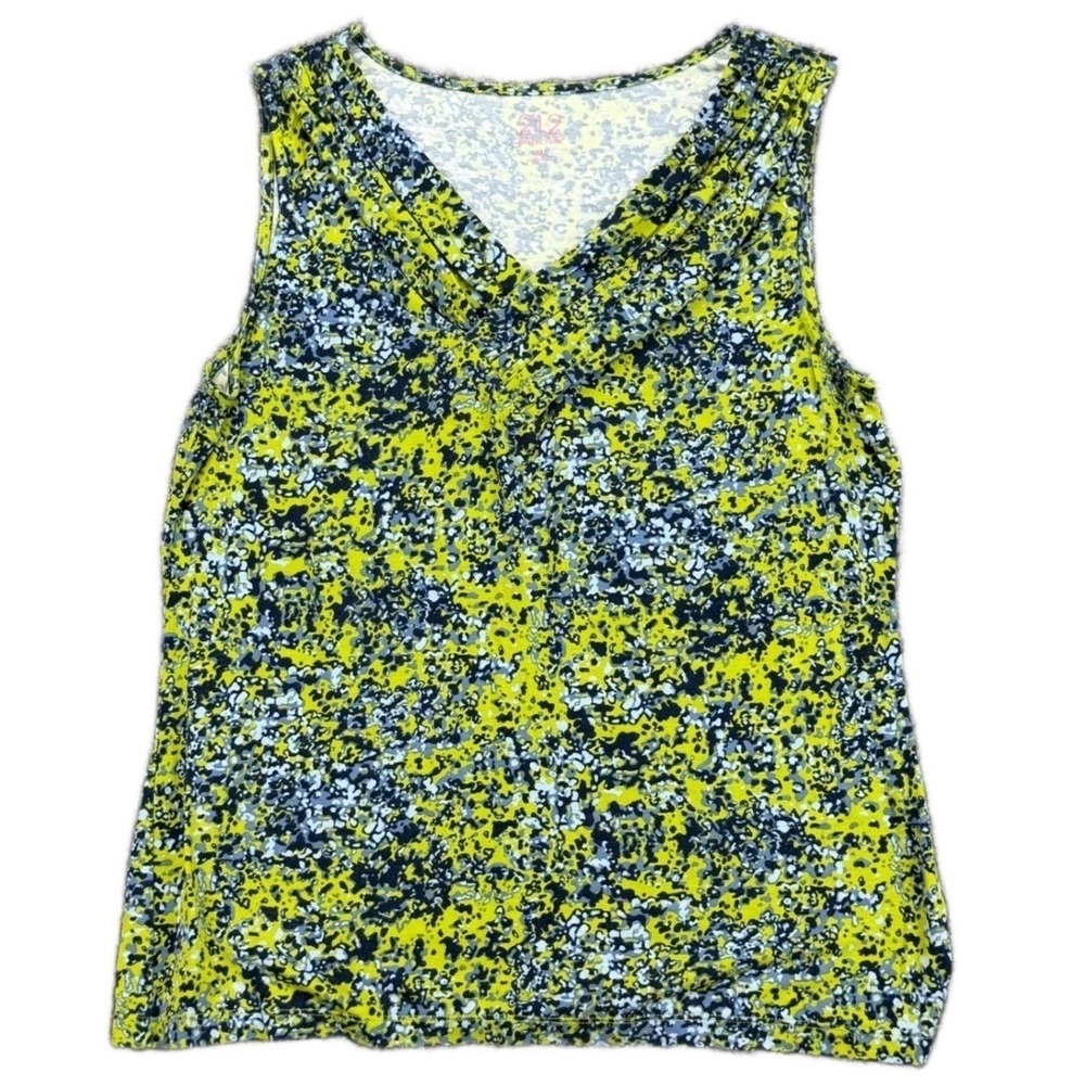212 Collection Womens Medium Multicolor Floral Stretch Tank Top Sleeveless Rayon